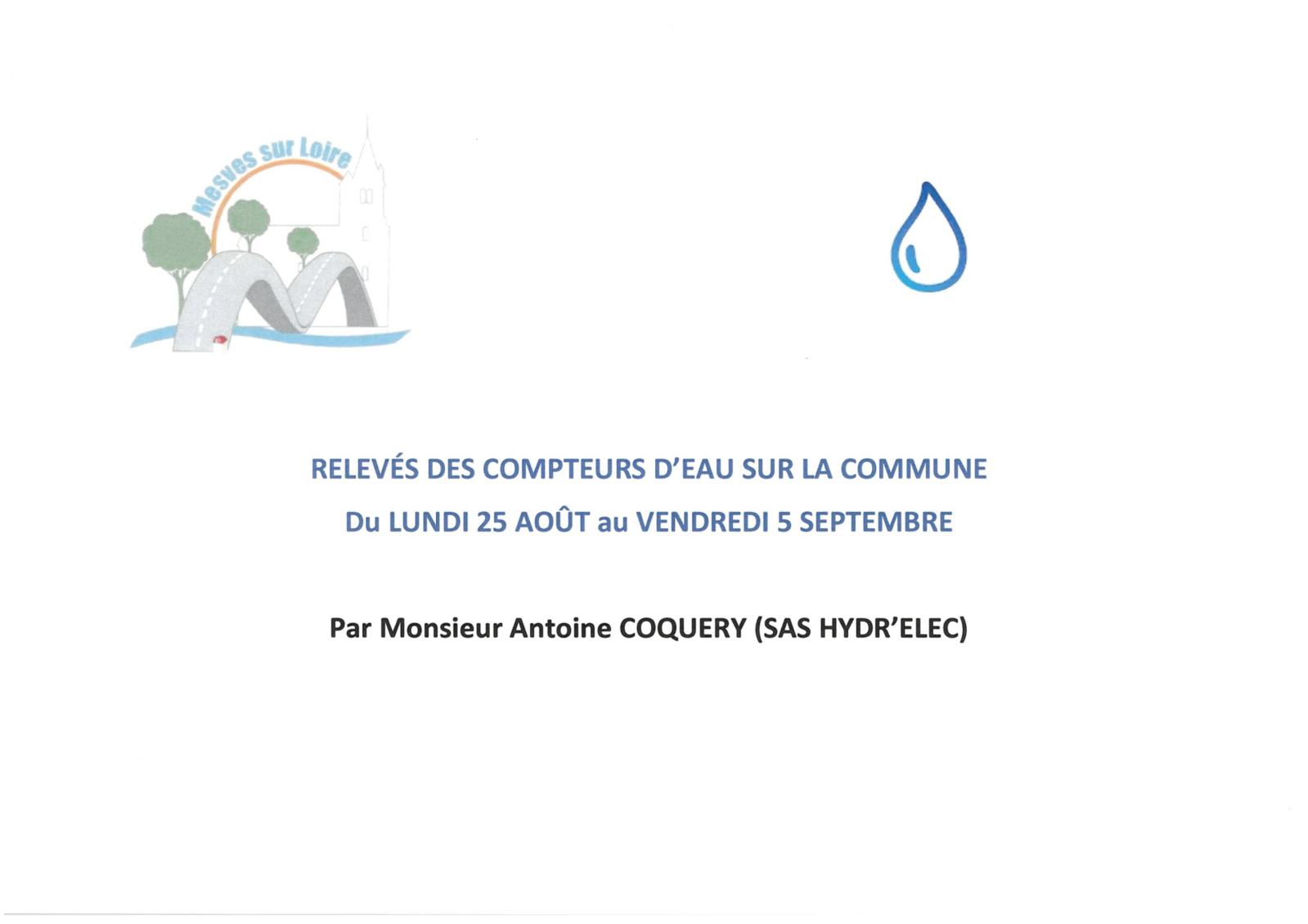 Relève des compteurs d'eau sur la commune